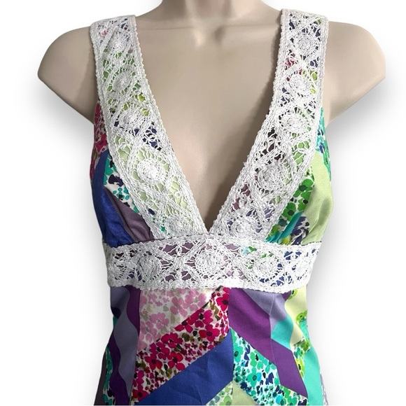 Trina Turk Patchwork Sleeveless Sheath Dress Size 2 - Picture 3 of 8